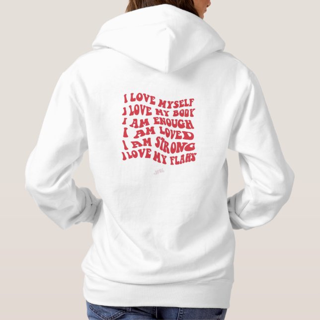 Letter Graphic Kangaroo Pocket Thermal Lined Zeich Hoodie (Rückseite)