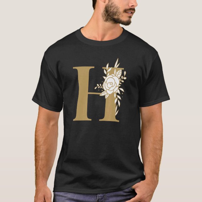 Letter H Alphabet Letters Floral T-Shirt (Vorderseite)