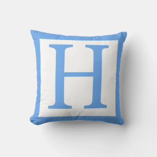Letter H Baby Blue Border Kissen