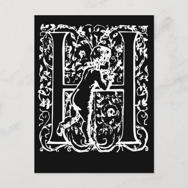 Letter H Black and White Monogram Cards Postkarte (Vorderseite)
