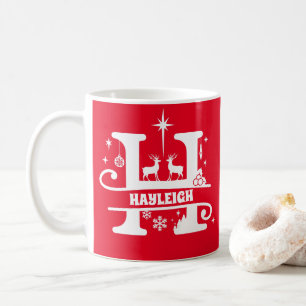 Letter H Christmas Monogram, Anfangsname Red   Kaffeetasse