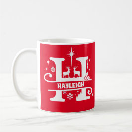 Letter H Christmas Monogram, Anfangsname Red   Kaffeetasse
