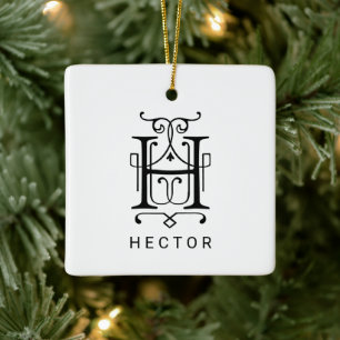 Letter H Elegant Monogram Christmas Ornament