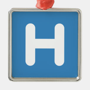 Letter H Emoji Twitter Silbernes Ornament