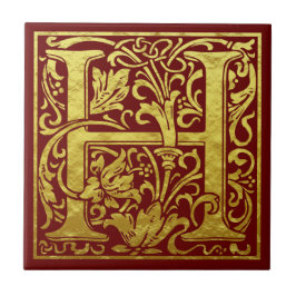 Letter H First Letter Imitats Gold Fliese