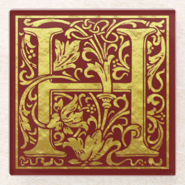 Letter H First Letter Imitats Gold Glasuntersetzer