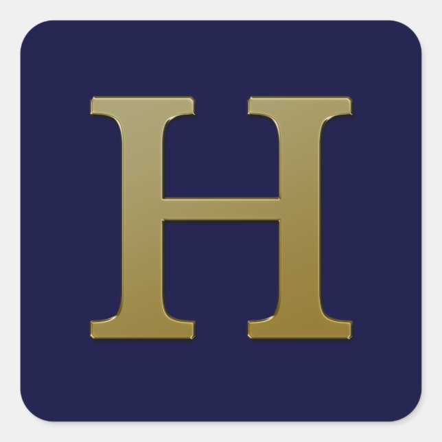 Letter H Gold Square Sticker (Vorderseite)