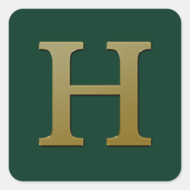 Letter H Gold Square Sticker (Vorderseite)