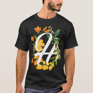 Letter H Hauptstadt Alphabet Blume Monogramm Initi T-Shirt