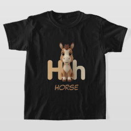 Letter H Horse Educational Kids T-Shirt | Uppercas