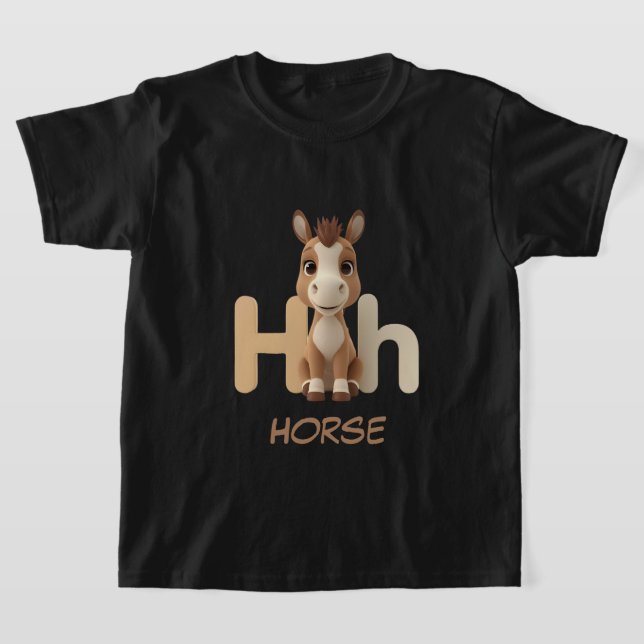 Letter H Horse Educational Kids T-Shirt | Uppercas (Ablage )