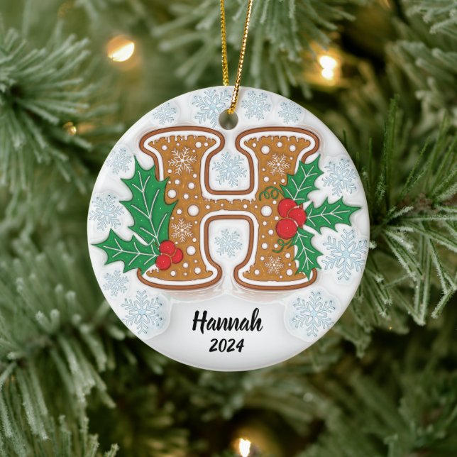 Letter H Individuelle Name Christmas Keramik Ornament (Baum)