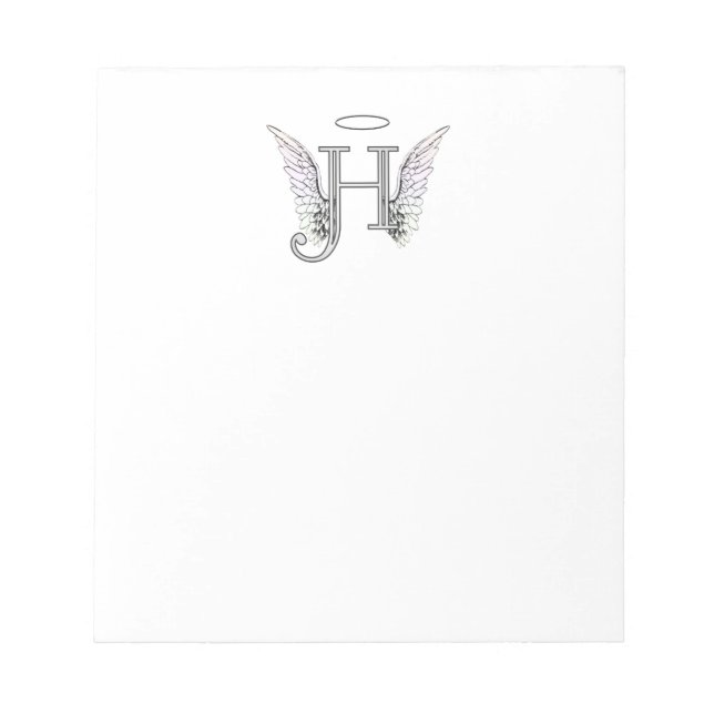 Letter H Initial Monogram mit Angel Wings & Halo Notizblock (Vorderseite)