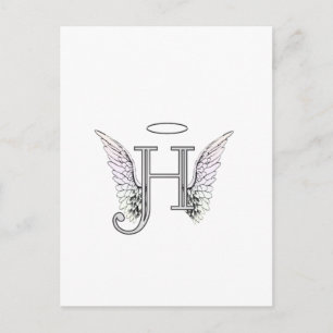 Letter H Initial Monogram mit Angel Wings & Halo Postkarte