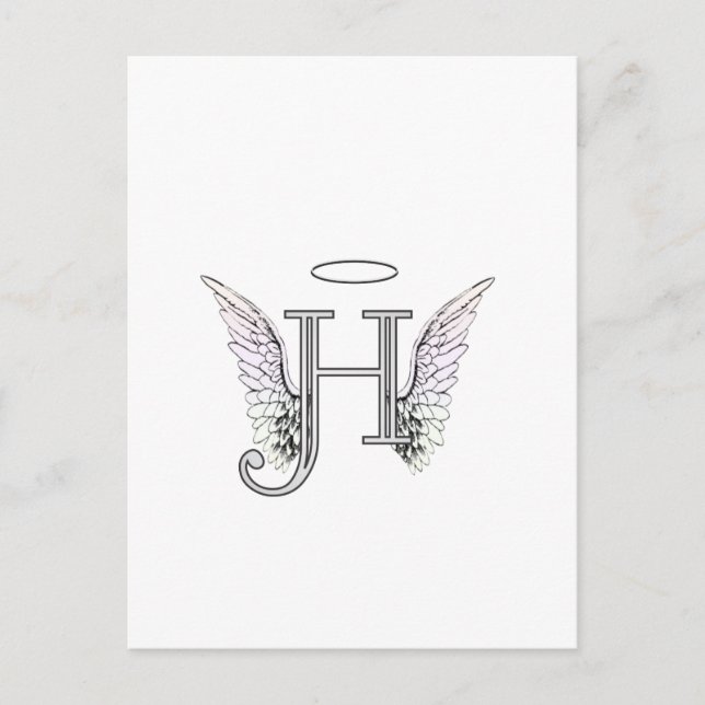 Letter H Initial Monogram mit Angel Wings & Halo Postkarte (Vorderseite)