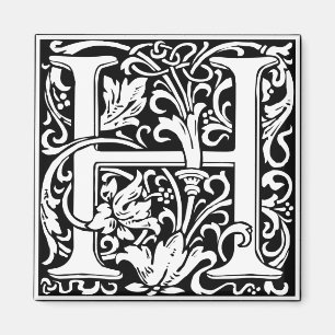 Letter H Medieval Monogram Vintag Initial Magnet