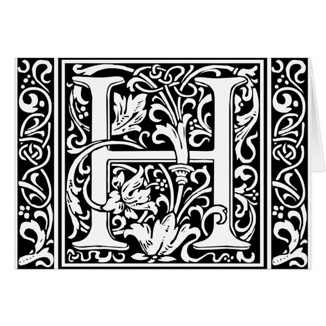 Letter H Mittelalterliche Monogram Art Nouveau (Vorderseite (Horizontal))