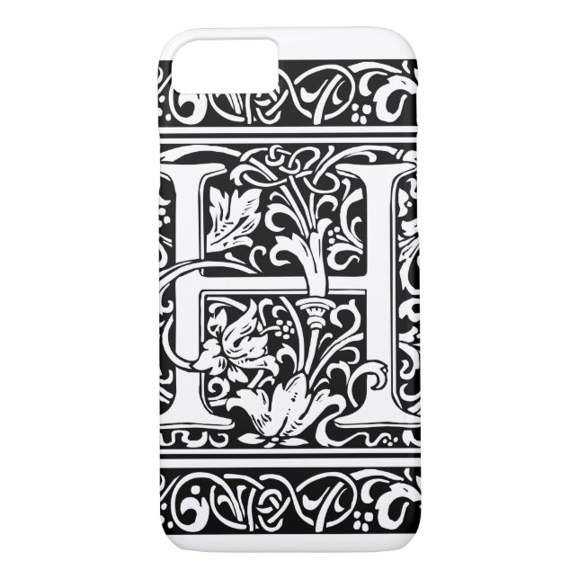 Letter H Mittelalterliche Monogram Art Nouveau Case-Mate iPhone Hülle (Rückseite)