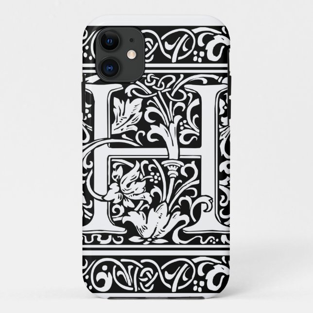 Letter H Mittelalterliche Monogram Art Nouveau Case-Mate iPhone Hülle (Rückseite)