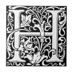 Letter H Mittelalterliche Monogram Art Nouveau Fliese