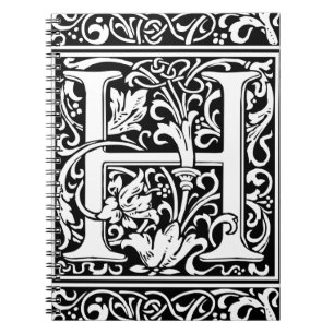 Letter H Mittelalterliche Monogram Art Nouveau Notizblock