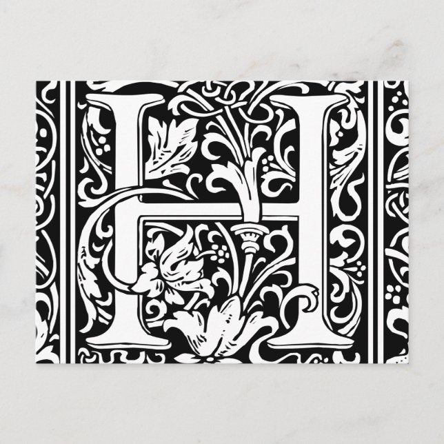 Letter H Mittelalterliche Monogram Art Nouveau Postkarte (Vorderseite)