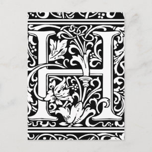 Letter H Mittelalterliche Monogram Art Nouveau Postkarte