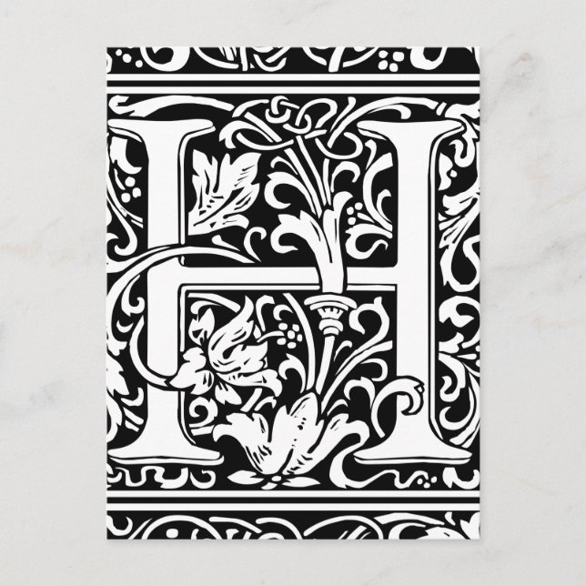 Letter H Mittelalterliche Monogram Art Nouveau Postkarte (Vorderseite)