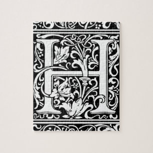 Letter H Mittelalterliche Monogram Art Nouveau Puzzle