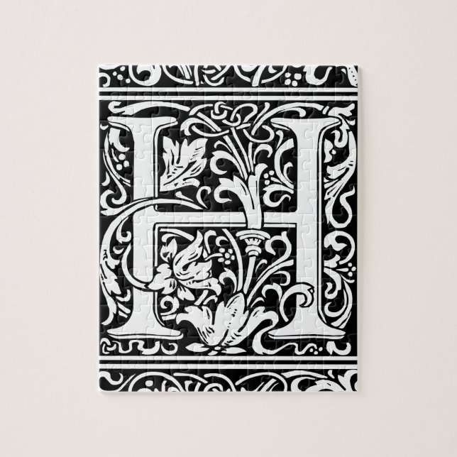 Letter H Mittelalterliche Monogram Art Nouveau Puzzle (Vertikal)
