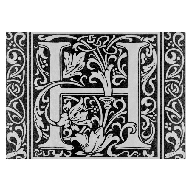 Letter H Mittelalterliche Monogram Art Nouveau Schneidebrett (Vorderseite)