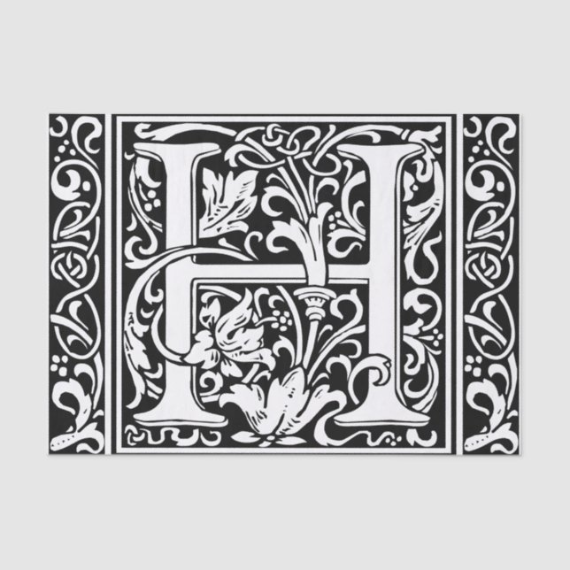 Letter H Mittelalterliche Monogram Art Nouveau Seidenpapier (Vorderseite)