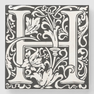Letter H Mittelalterliche Monogram Art Nouveau Steinuntersetzer