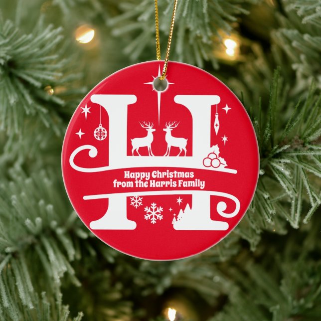 Letter H Monogram Anfangsname Familienname Gruß Keramik Ornament (Baum)