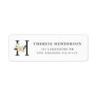 Letter H Monogram Aquarell Florals and Greenery