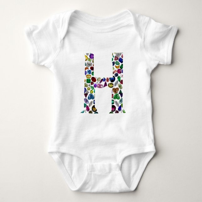 Letter H Monogram Baby Strampler (Vorderseite)