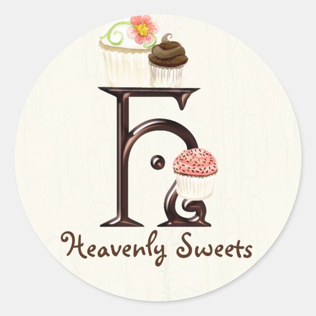 Letter H Monogram Cupcake Logo-Aufkleber Runder Aufkleber (Vorderseite)