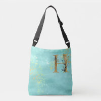 *~ LETTER H - Monogram Gold Glitzer Türkise Blue