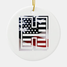 Letter H Monogram Initial USA Silbernes Ornament