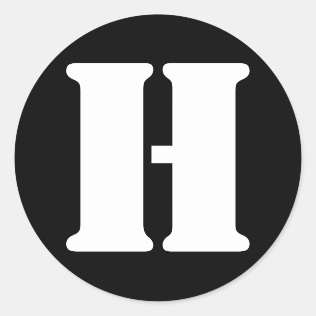 Letter H Stencil Alphabet von Janz Black Runder Aufkleber (Vorderseite)