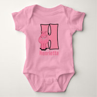 Letter H Striping Pink Striping Hippo