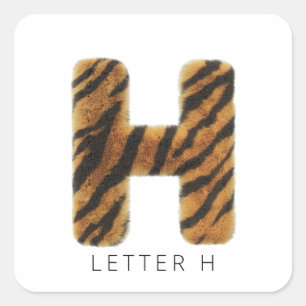 Letter H Tiger Fur Quadratischer Aufkleber