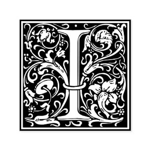Letter I Art Nouveau Schwarz/Weiß Tile Permastempel