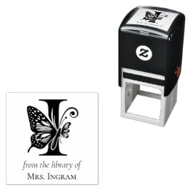 Letter I Butterfly Monogramm aus der Bibliothek Permastempel