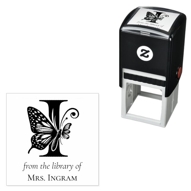 Letter I Butterfly Monogramm aus der Bibliothek Permastempel (Beispiel)