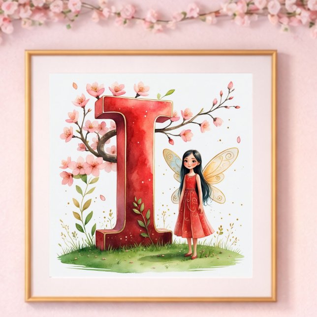 Letter I Cherry Blossom Fairy Poster - Fairy Art  (Von Creator hochgeladen)