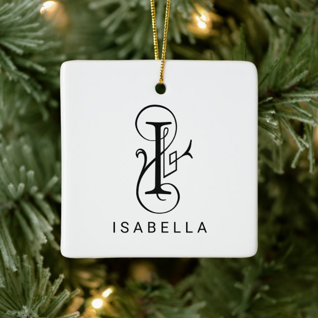 Letter I Elegant Monogram Christmas Ornament (Baum)