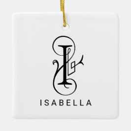 Letter I Elegant Monogram Christmas Ornament