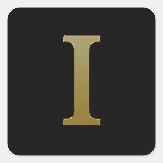 Letter I Gold Square Sticker (Vorderseite)