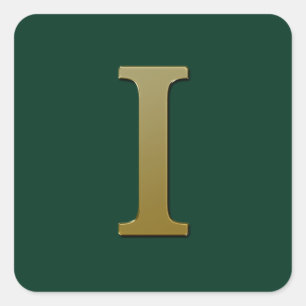 Letter I Gold Square Sticker